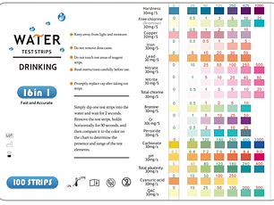 TEST KIT MULTIPARAMETRO 16 in 1 ANALISIS AGUA (DUREZA, CLORO, PH...) 16 parámetros x 100 varillas