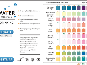 TEST KIT MULTIPARAMETRO 10 IN 1 CALIDAD DEL AGUA POTABLE (ANALIZADOR AGUA)