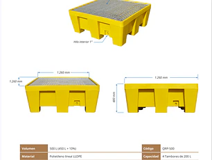 Cubetas de Retención PRODUCTOS QUIMICOS 500 LITROS (en stock)