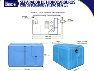 SEPARADOR DE HIDROCARBUROS, ACEITES Y GRASAS (PARA 6 LITROS/SEG) 22M3/HR (SOLO A PEDIDO)