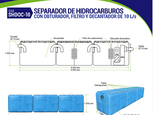 SEPARADOR HIDROCARBUROS 36M3/HR (10L/S) C/DECANTADOR (SOLO A PEDIDO)