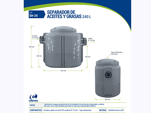 Separador de Aceites y grasas (compacto) 240 litros 