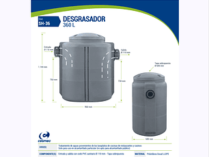 SEPARADOR DE ACEITES Y GRASAS (DESGRASADOR) 360 LITROS (PARCELAS-RESTAURANTES)