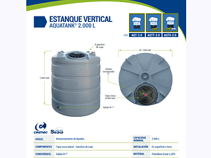 ESTANQUE DE SUPERFICIE AQUATANK 2.000 LITROS (SOLO A PEDIDO)