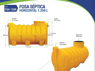 FOSA SEPTICA HORIZONTAL ESTANDAR 1200 LITROS (SOLO A PEDIDO)