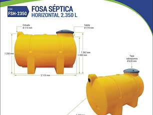 FOSA SEPTICA HORIZONTAL ESTANDAR 2300 LITROS (SOLO A PEDIDO)