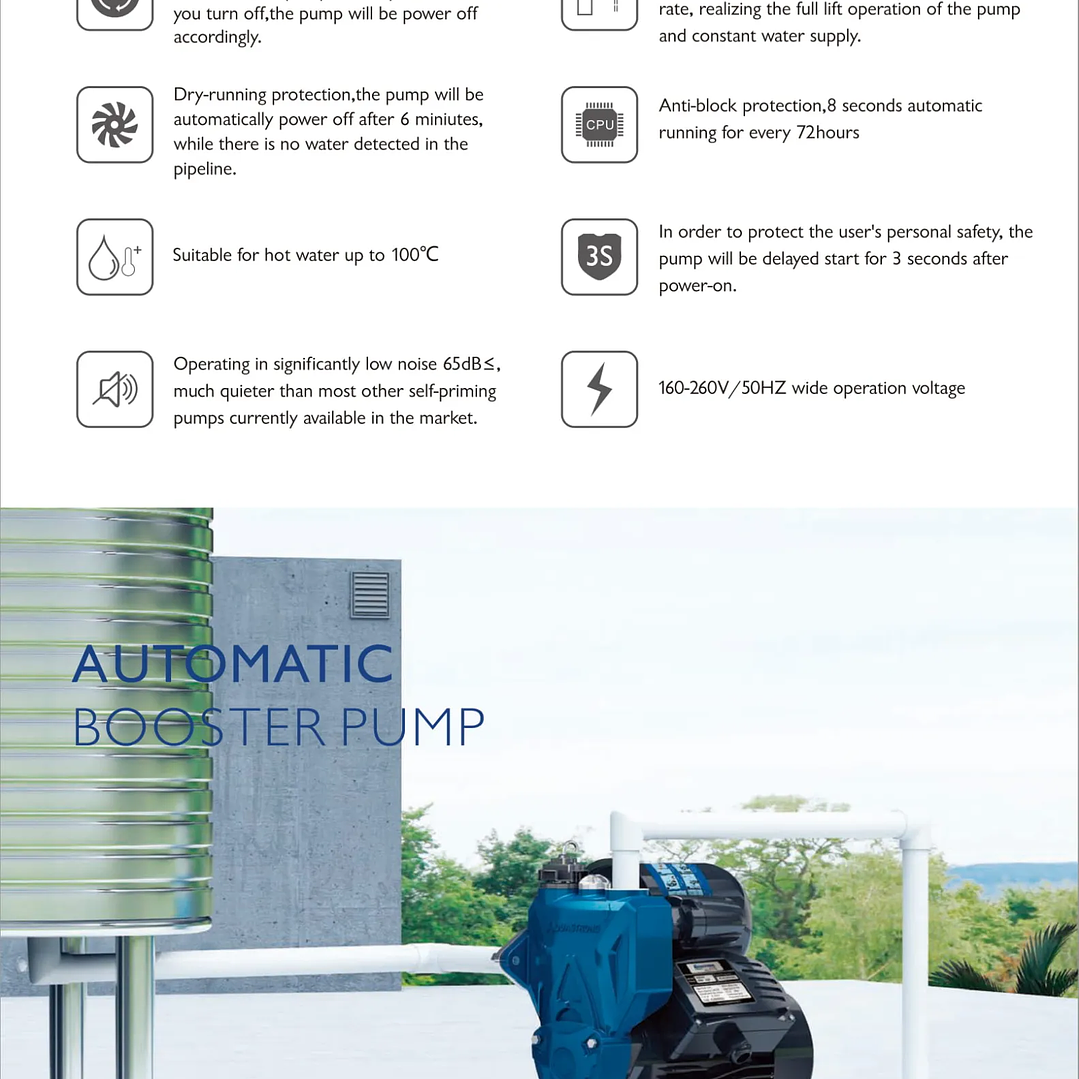 BOMBA AUTOMATICA Y AUTOCEBANTE AQUA 35 450W (0,6HP) AQUASTRONG 6