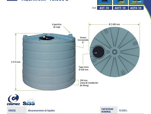 Estanque Vertical AQUATANK® 10.000 L (EN STOCK SOLO A PEDIDO)