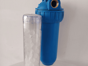 FILTRO completo 10X2.5 (CARTUCHO + CARCASA) REDUCTOR SARRO O DUREZA CONEXION 1/2