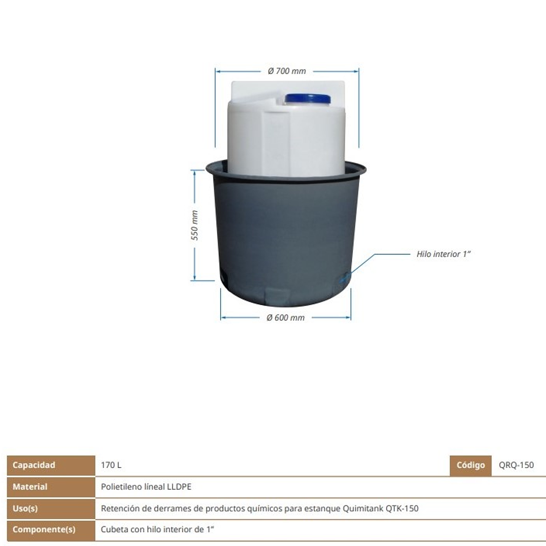 Estanque Quimitank 150 litros con control de derrame (Estanque + cubeta) 1