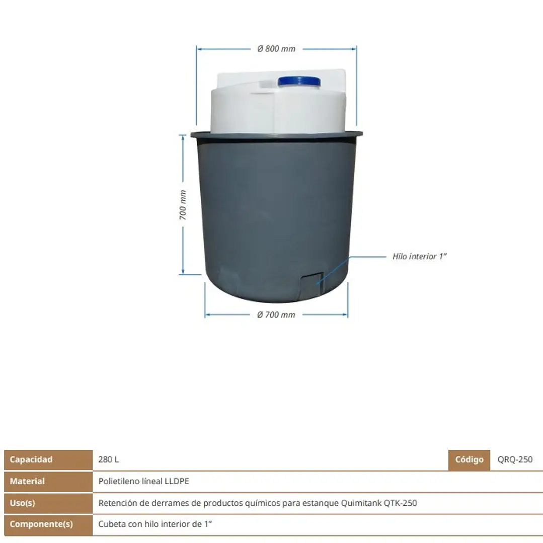 Estanque Quimitank 250 litros con control de derrame (Estanque + cubeta) EN STOCK 1