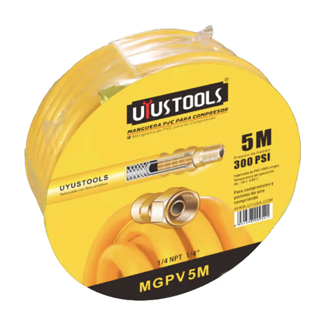 MANGUERA AIRE PVC PARA COMPRESOR 5MX1/4NPT ALTA PRESION 300PSI 2