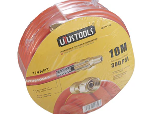 ROLLO 10 METROS MANGUERA AIRE PVC PARA COMPRESOR CONEXIONES 1/4NPT 