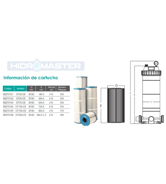 FILTRO PISCINA CARTUCHO CF50 - 11.4M3H - 