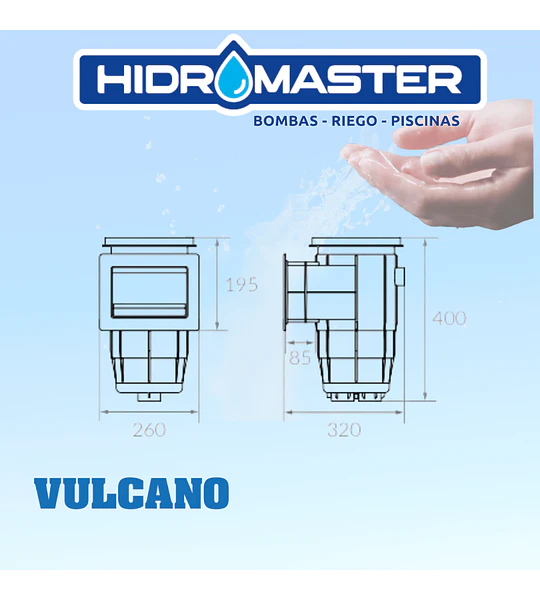 SKIMMER PISCINA HORMIGON MINI BOCA CHICA 20CM VULCANO - 