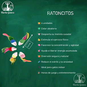 Pack de 4 juguetes para gato ratón con plumas