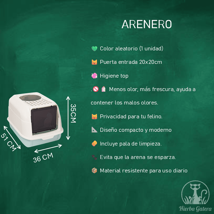 ARENERO CERRADO CUADRADO PARA GATOS +  Pala 2