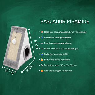 Rascador para Gatos con Casa y Pelota – Torre Rascador Tipo Pirámide