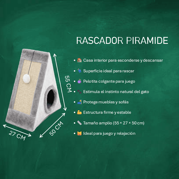 Rascador para Gatos con Casa y Pelota – Torre Rascador Tipo Pirámide 2
