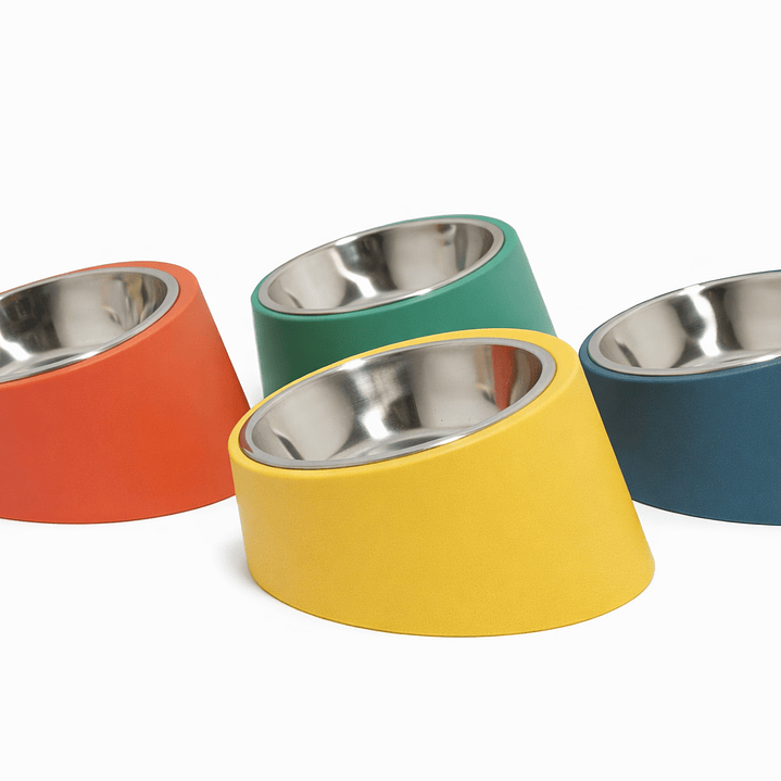 Plato Inclinado para Gatos de Acero Inoxidable – Comedero Ergonómico Antivómitos 1