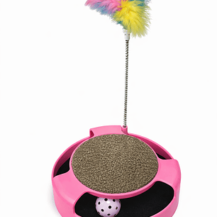 Juguete Interactivo para Gatos con Plumas y Cascabel – Base con Pelota de Juego