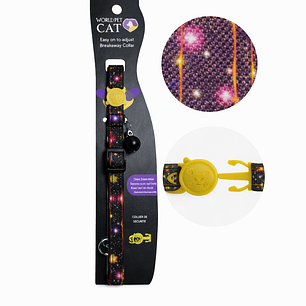 Collar para Gatos Antiahogo con Cascabel – Collar de Seguridad Ajustable Diseño Galaxia