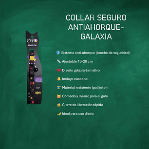 Collar para Gatos Antiahogo con Cascabel – Collar de Seguridad Ajustable Diseño Galaxia