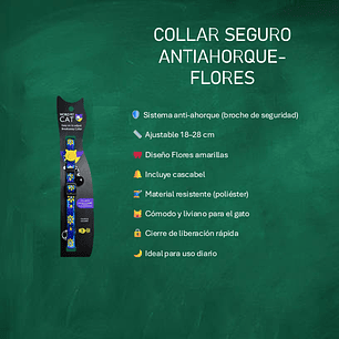 Collar para Gatos Antiahogo con Cascabel – Collar de Seguridad Ajustable Diseño Flores