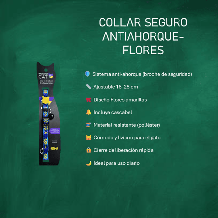 Collar para Gatos Antiahogo con Cascabel – Collar de Seguridad Ajustable Diseño Flores 2