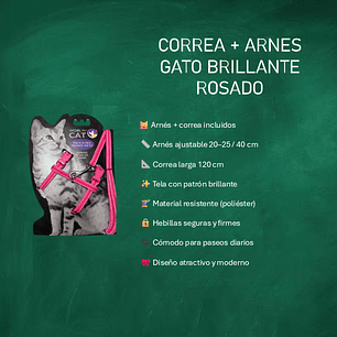 Arnés para Gatos con Correa Ajustable Rosado – Arnés de Seguridad para Paseo
