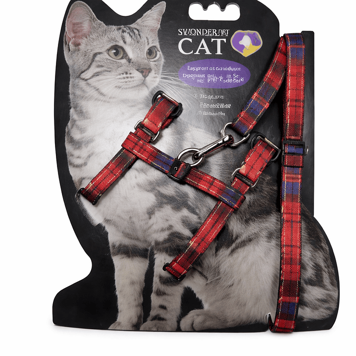 Arnés para Gatos con Correa Ajustable Escocés Rojo – Arnés de Seguridad para Paseo 1
