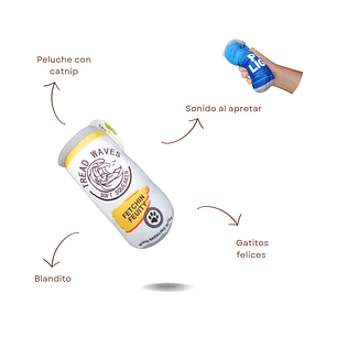 Juguete peluche lata bebida con Catnip