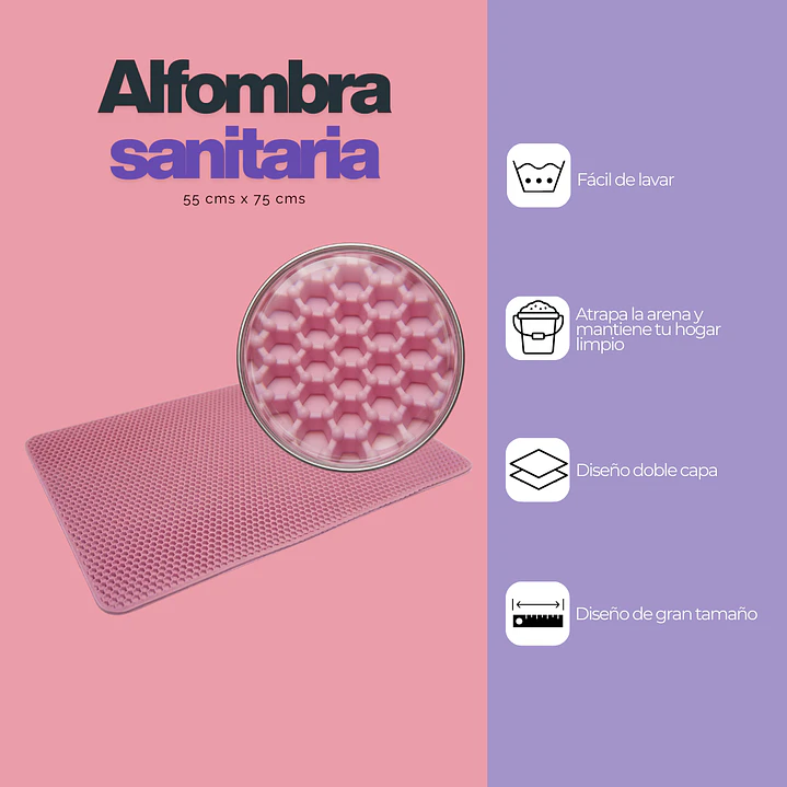 Alfombra Sanitaria Gato Doble Capa Recolectora de Arena 2