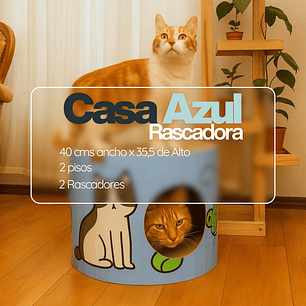 Casa Rascador Gato Cartón Diseño Blue Azul