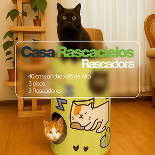 Casa Torre Rascador Gato Cartón 3 Pisos Rascacielos