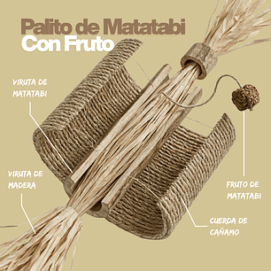Juguete Gato Palito Matatabi con Fruto y Rafia Masticable Antiestrés