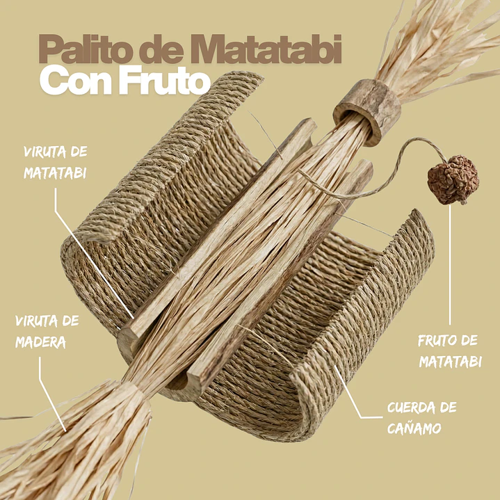 Juguete Gato Palito Matatabi con Fruto y Rafia Masticable Antiestrés 2