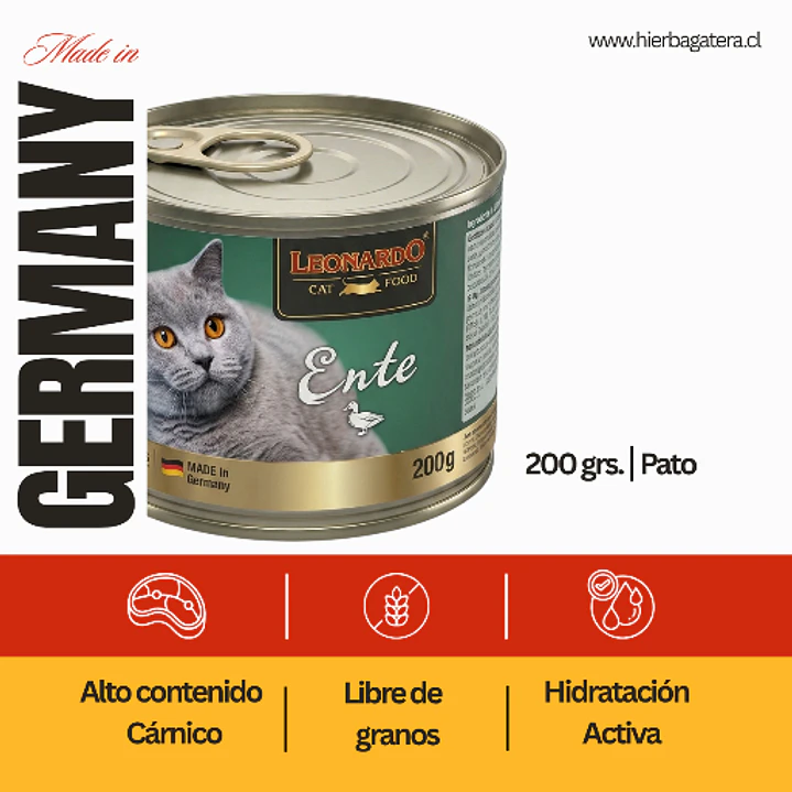 Lata Alimento Gato Leonardo Pato 200g 4