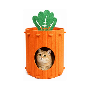 Casa para Gatos de Fieltro Tipo Refugio | Casa Zanahoria 40 cm