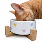 Plato cerámica para mascotas con base de  madera  - Miniatura 1