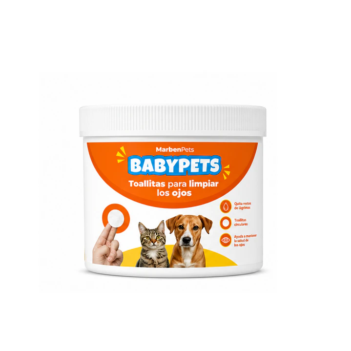 Toallitas para limpiar los ojos gatos - perros 100 uni babypets 1