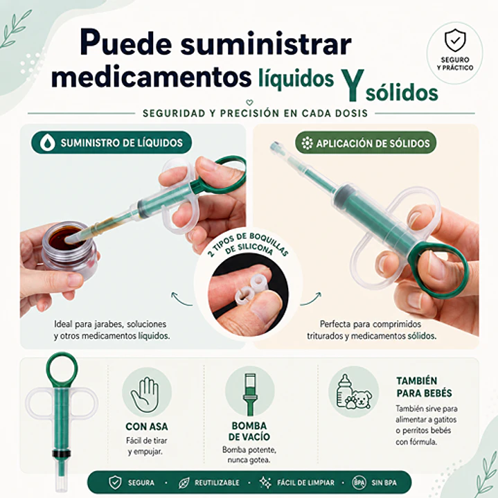 Jeringa Dosificador De Medicamentos Gatos Perros Mascotas Color Al Azar 2