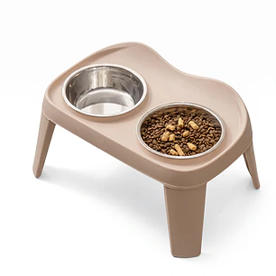 2 en 1 Comedero bebedero elevado gatos y perros - Plato Acero inoxidable 12,5 cm diámetro