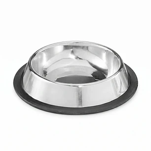 Plato Acero Inoxidable Gatos Perros Mascota 15cm Color Plata Comedero Antideslizante