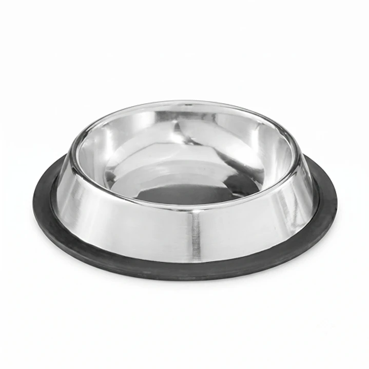 Plato Acero Inoxidable Gatos Perros Mascota 15cm Color Plata Comedero Antideslizante 1