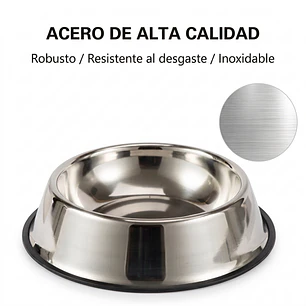 Plato Acero Inoxidable Gatos Perros Mascota 15cm Color Plata Comedero Antideslizante