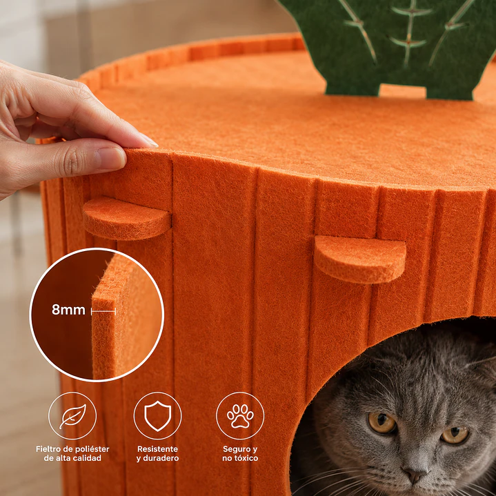Casa Zanahoria para Gatos de Fieltro 40 cm | Cueva, Cama y Refugio 2