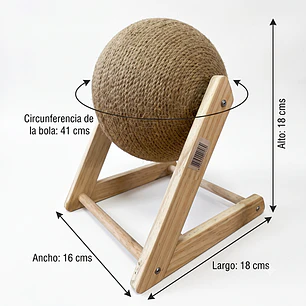 Rascador y juguete para Gatos - Bola rascadora Antiestrés con Base de Madera