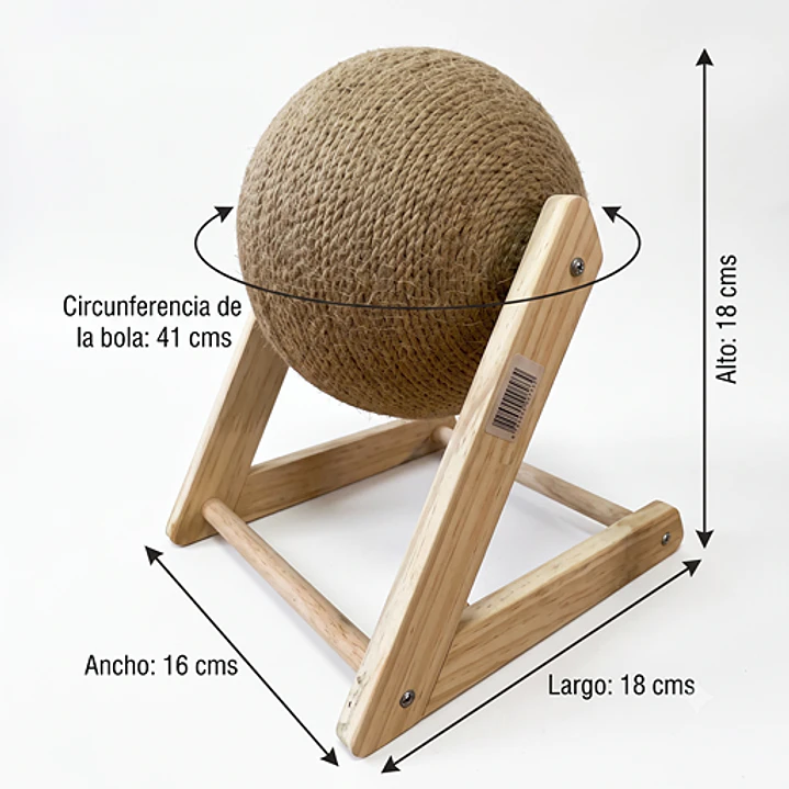 Rascador y juguete para Gatos - Bola rascadora Antiestrés con Base de Madera 2