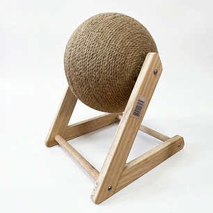 Rascador y juguete para Gatos - Bola rascadora Antiestrés con Base de Madera